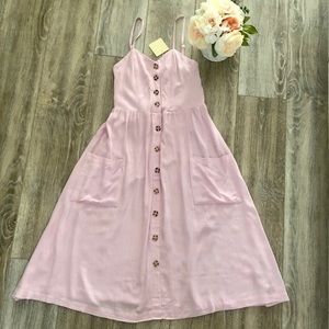 NWT Good Luck Gem Button Front Midi Dress